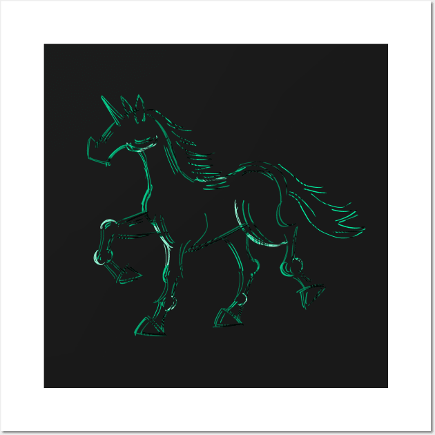 Aqua Line Unicorn Wall Art by Thatssounicorny